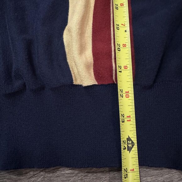 Vintage Nautica Sweater Mens Medium Navy Striped Knit Polo Rugby 100% Cotton 90s - Picture 7 of 8